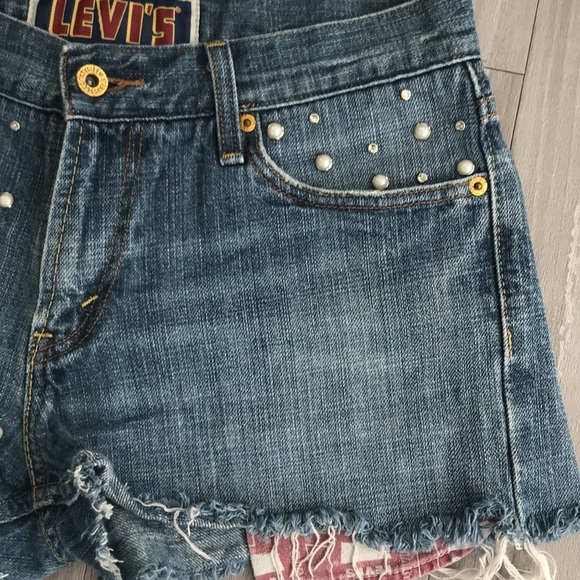 Vintage | Levi’s 514 Studded Slim Straight Jeans Short Blue Size W30 L30 - Picture 5 of 16